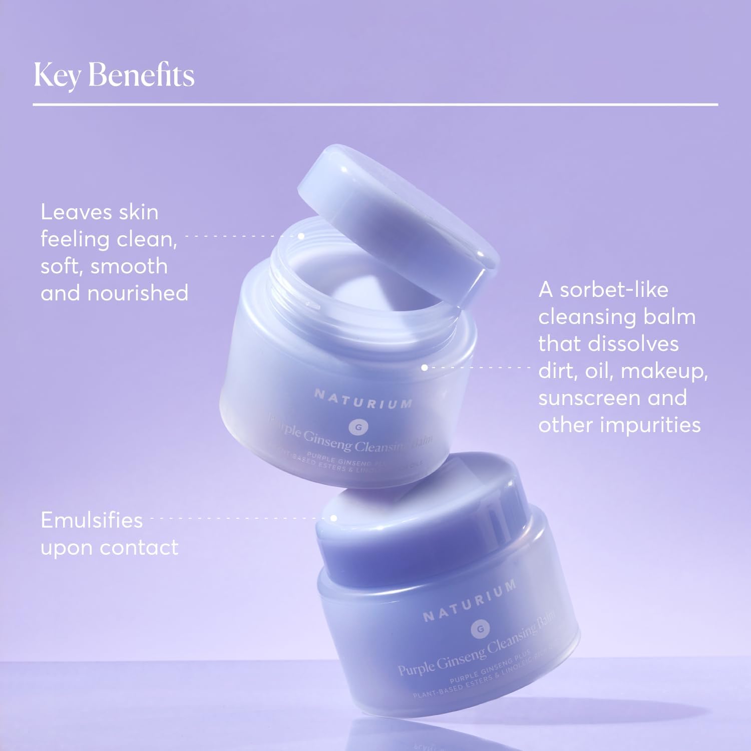 Naturium Purple Ginseng Cleansing Balm Plus Plant-Based Esters & Linoleic-Rich Oils, Smoothing Face Wash, 3.0 oz - Image 3