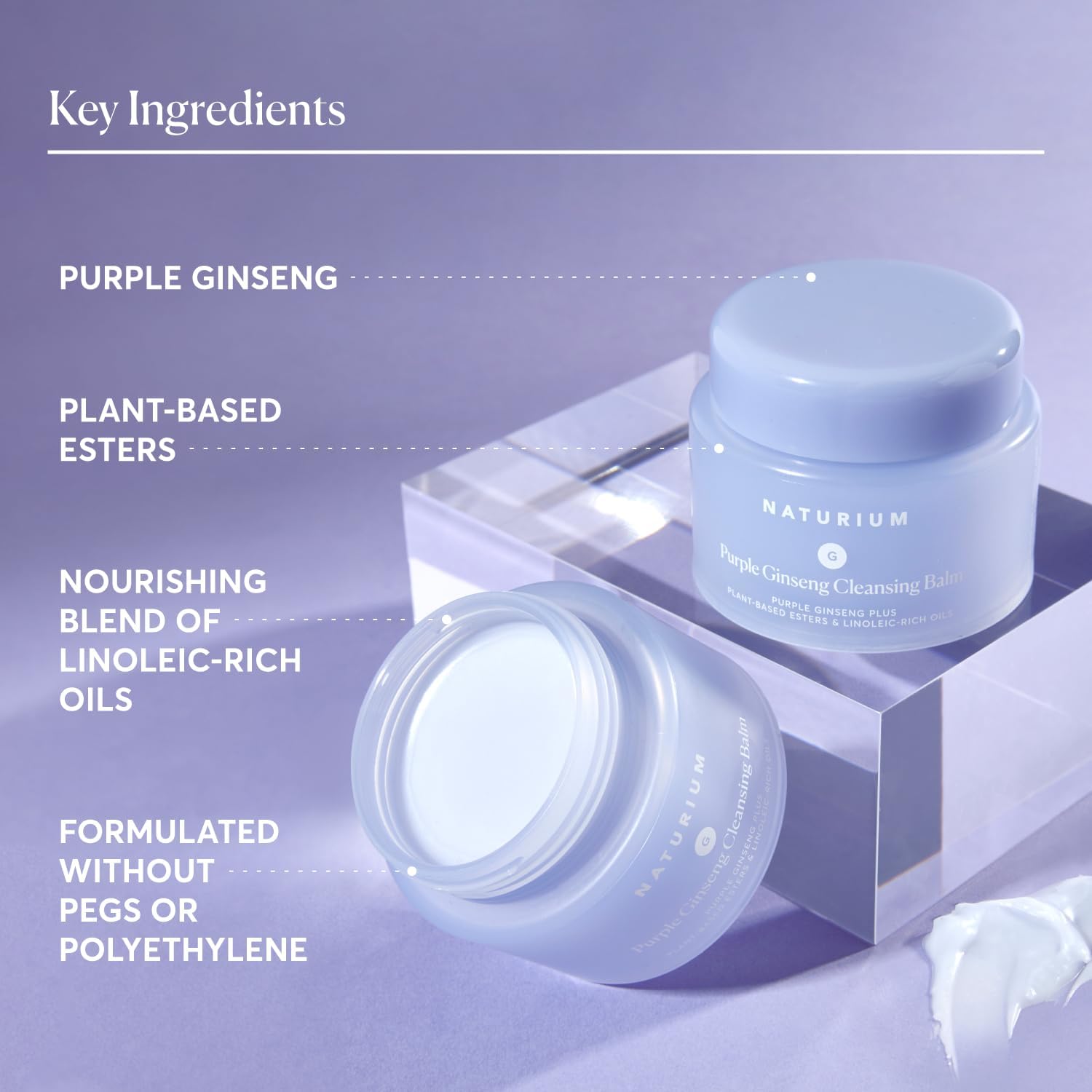 Naturium Purple Ginseng Cleansing Balm Plus Plant-Based Esters & Linoleic-Rich Oils, Smoothing Face Wash, 3.0 oz - Image 4