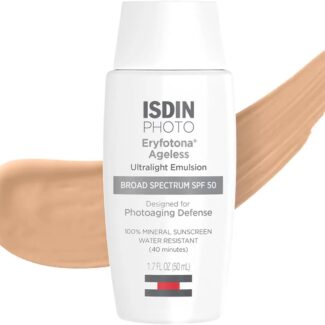 ISDIN Eryfotona Ageless Tinted Mineral Sunscreen SPF 50, Anti-Aging Face Sunscreen with Zinc Oxide, DNA Repairsomes & Vitamin E, Universal Tint No White Cast, Dermatologist Recommended
